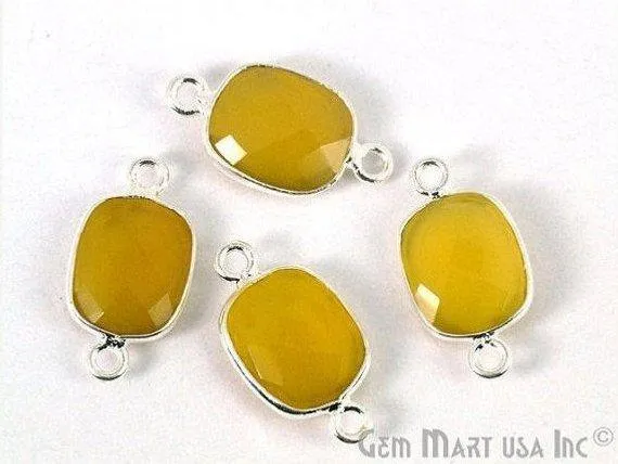 Octagon 9x11mm Double Bail Silver Bezel Gemstone Connector GemMartUSA Rings