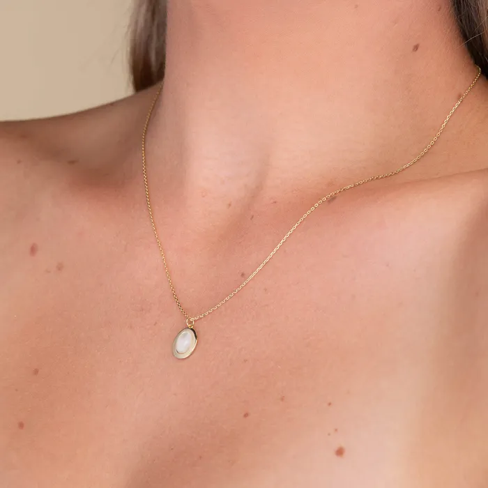 Oval Moonstone Pendant Necklace Camile Stone Necklaces