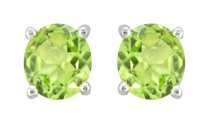 Peridot Solid 925 Sterling Silver Stud Earrings YoTreasure Earrings