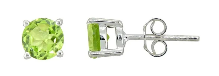 Peridot Solid 925 Sterling Silver Stud Earrings YoTreasure Earrings