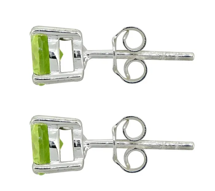 Peridot Solid 925 Sterling Silver Stud Earrings YoTreasure Earrings