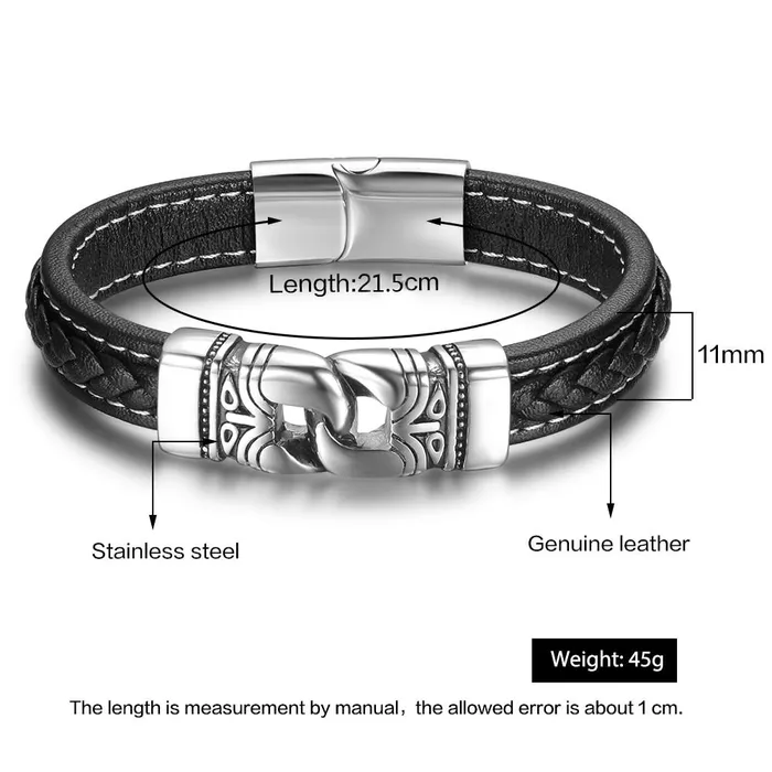 Personalized Jewel 215cm Genuine Leather Bracelets For Men Fathers Day Gift Jewelry Ancient Stainless Steel Bracelets Bangle Necklaces