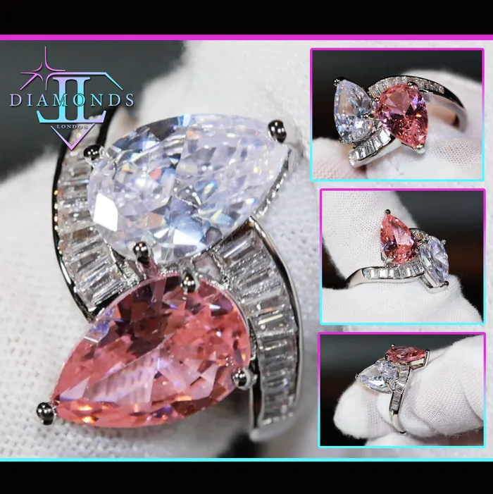 Pink Diamond Ring Teardrop Ring Pear Shape Ring Teardrop Engagement Ring Engagement Ring Diamond Wedding Rings Lab Diamonds London Rings