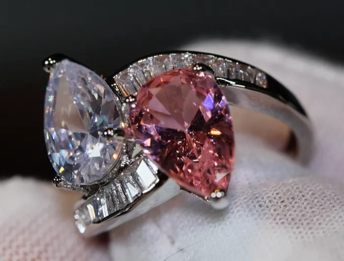 Pink Diamond Ring Teardrop Ring Pear Shape Ring Teardrop Engagement Ring Engagement Ring Diamond Wedding Rings Lab Diamonds London Rings