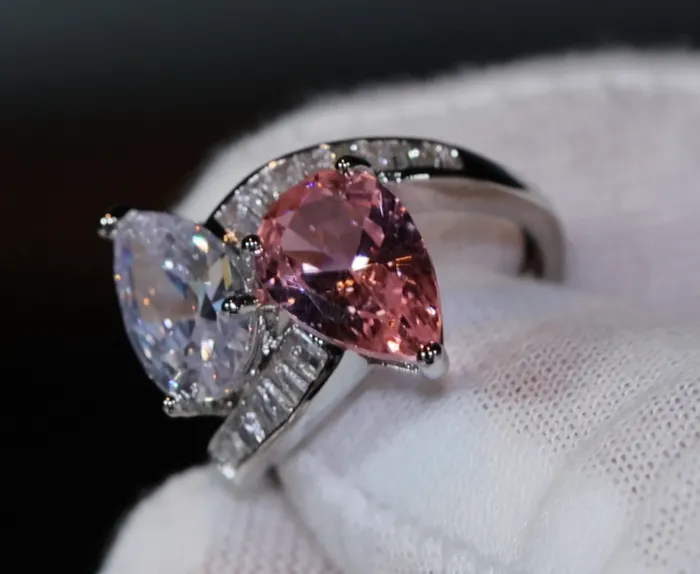 Pink Diamond Ring Teardrop Ring Pear Shape Ring Teardrop Engagement Ring Engagement Ring Diamond Wedding Rings Lab Diamonds London Rings