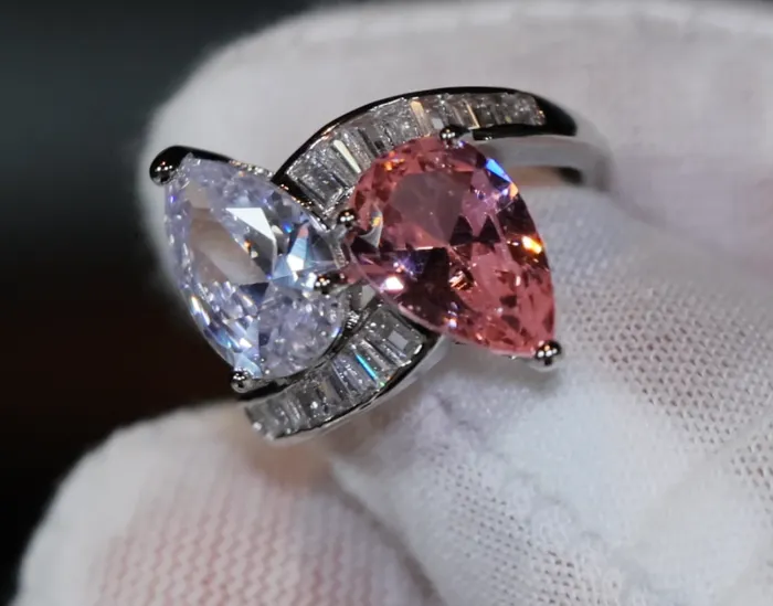 Pink Diamond Ring Teardrop Ring Pear Shape Ring Teardrop Engagement Ring Engagement Ring Diamond Wedding Rings Lab Diamonds London Rings