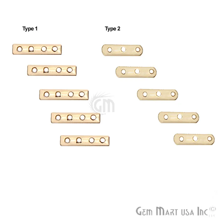 PreStyled Sets 5pc Lot Gold Spacers Bar 3 Hole Bar Gold Plated Multi Strand Connector GemMartUSA