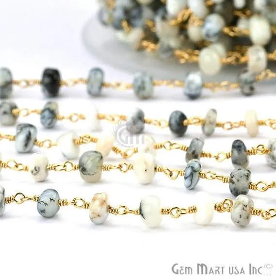 PreStyled Sets GemmartUSA Dendrite 56mm Gold Plated Wire Wrapped Beads Rosary Chain PreStyled Sets GemmartUSA Dendrite 56mm Gold Plated Wire Wrapped Beads Rosary Chain