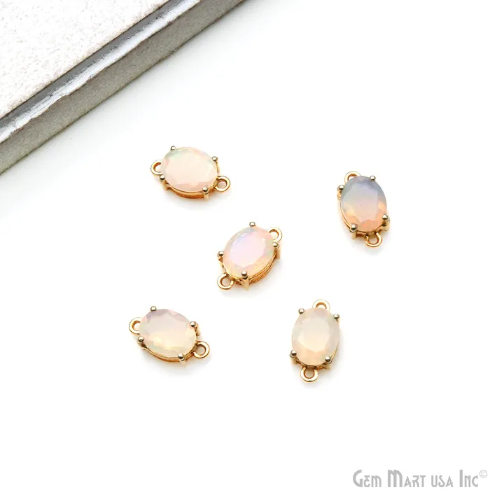 PreStyled Sets GemMartUSA Ethiopian Opal Prong Setting Gold Plated Gemstone Connector PreStyled Sets GemMartUSA Ethiopian Opal Prong Setting Gold Plated Gemstone Connector