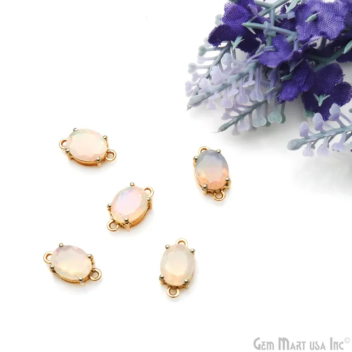 PreStyled Sets GemMartUSA Ethiopian Opal Prong Setting Gold Plated Gemstone Connector PreStyled Sets GemMartUSA Ethiopian Opal Prong Setting Gold Plated Gemstone Connector
