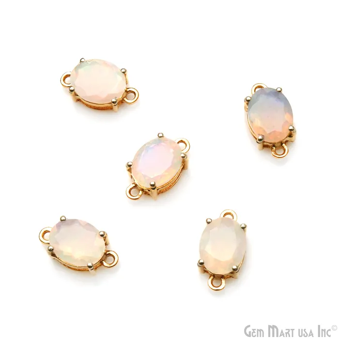 PreStyled Sets GemMartUSA Ethiopian Opal Prong Setting Gold Plated Gemstone Connector PreStyled Sets GemMartUSA Ethiopian Opal Prong Setting Gold Plated Gemstone Connector