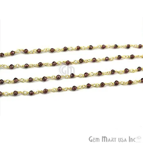 PreStyled Sets GemmartUSA Garnet 2mm Gold Plated Wire Wrapped Beads Rosary Chain PreStyled Sets GemmartUSA Garnet 2mm Gold Plated Wire Wrapped Beads Rosary Chain