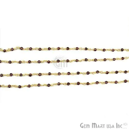 PreStyled Sets GemmartUSA Garnet 2mm Gold Plated Wire Wrapped Beads Rosary Chain PreStyled Sets GemmartUSA Garnet 2mm Gold Plated Wire Wrapped Beads Rosary Chain