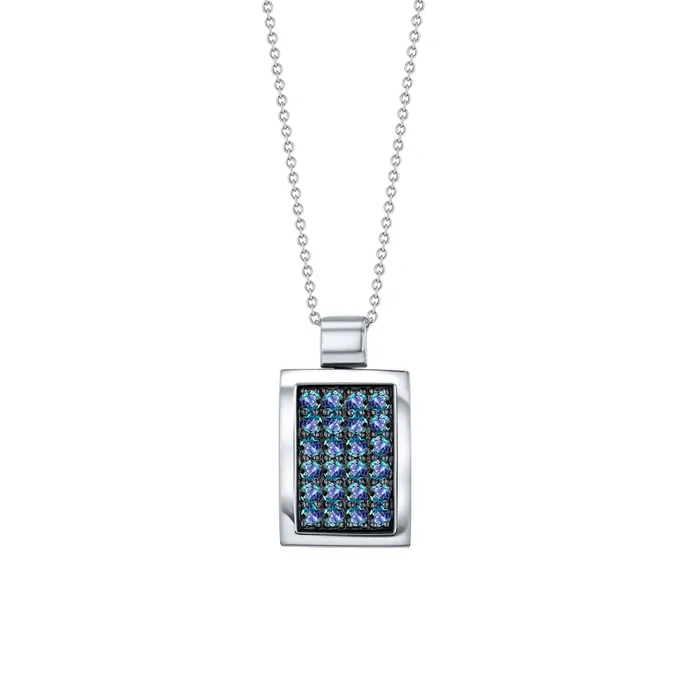 PreStyled Sets Safiya Jewels Dog Tag 18K White Gold Natural Alexandrite Pendant PreStyled Sets Safiya Jewels Dog Tag 18K White Gold Natural Alexandrite Pendant