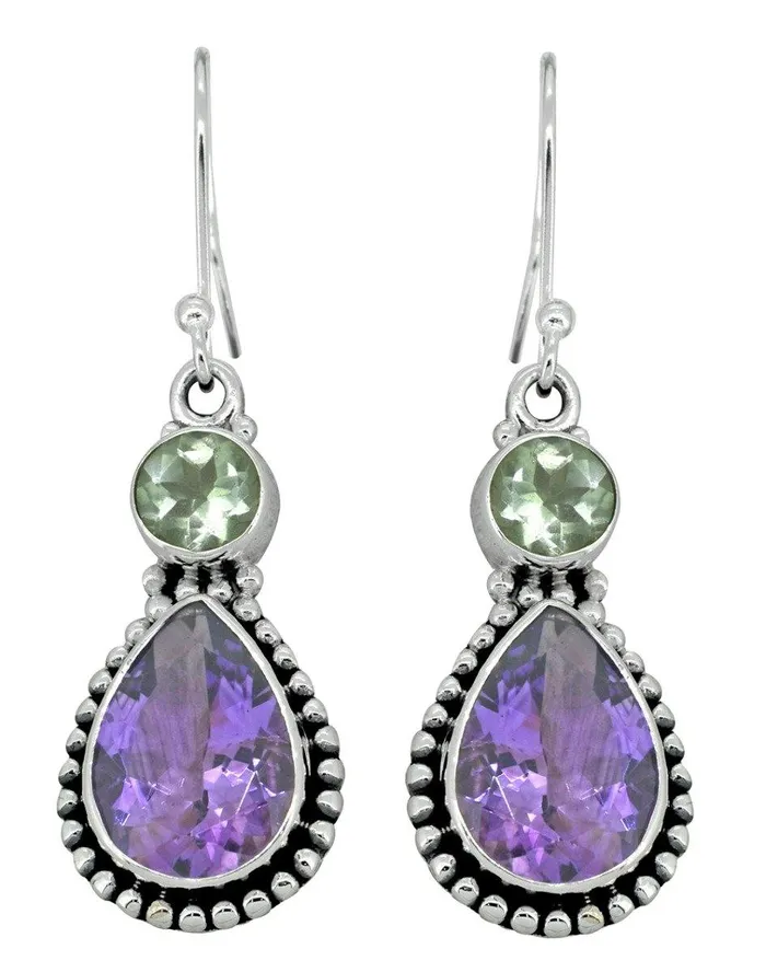 Purple Green Amethyst Earrings Solid 925 Sterling Silver YoTreasure Earrings