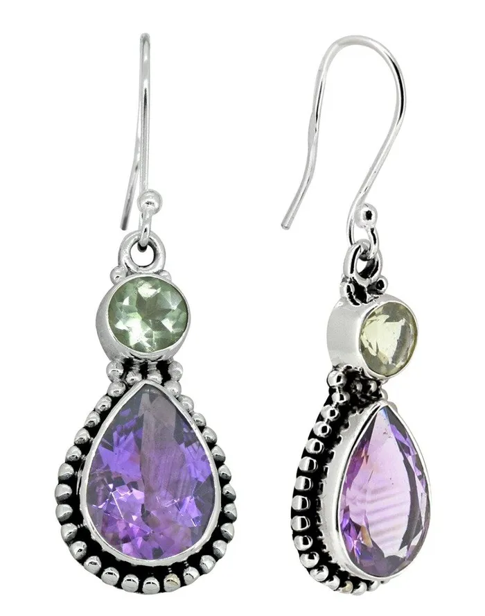 Purple Green Amethyst Earrings Solid 925 Sterling Silver YoTreasure Earrings