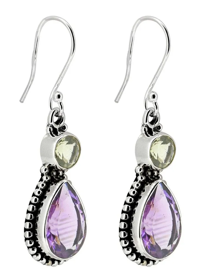 Purple Green Amethyst Earrings Solid 925 Sterling Silver YoTreasure Earrings