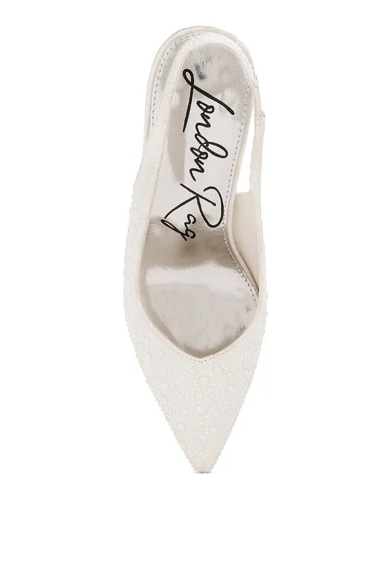 Rag Company Earrings Ararki Luxurious Satin Pearl Slingback Sandals