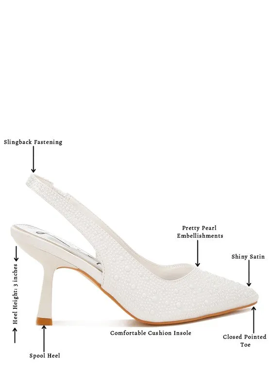 Rag Company Earrings Ararki Luxurious Satin Pearl Slingback Sandals