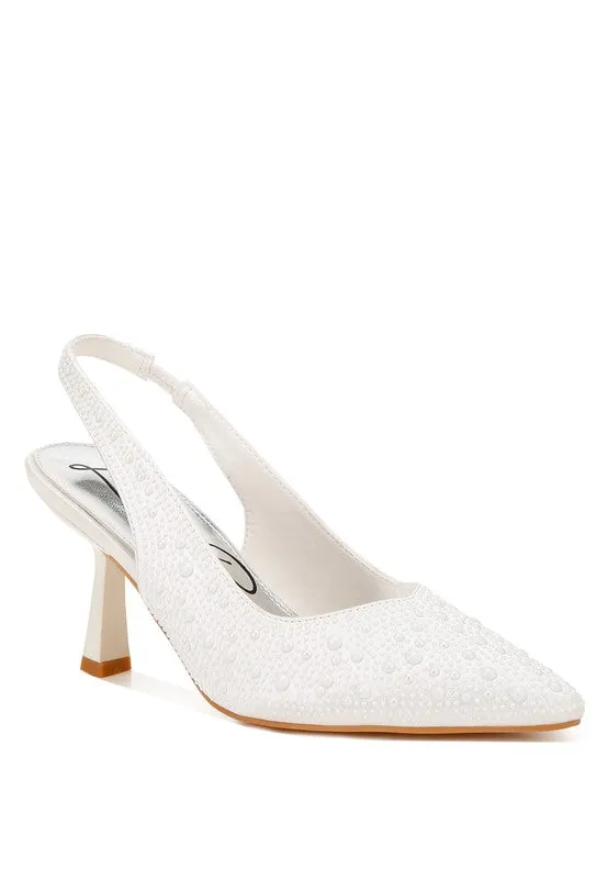 Rag Company Earrings Ararki Luxurious Satin Pearl Slingback Sandals
