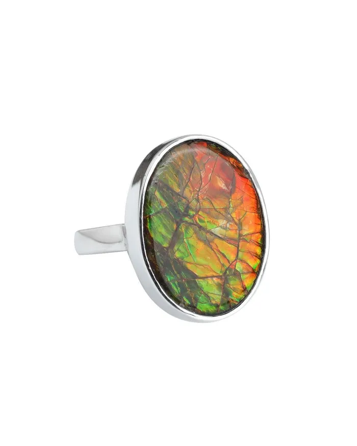 Rings 970 Ct Ammolite Solid 925 Sterling Silver Statement Ring YoTreasure