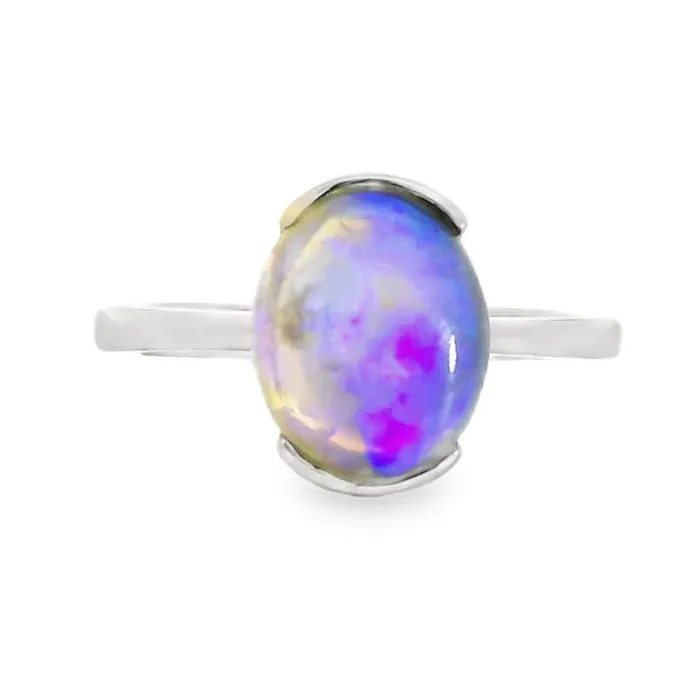 Rings Australian Opal Cutters Australian Opal Black Ring set in Sterling Silver