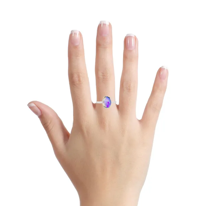 Rings Australian Opal Cutters Australian Opal Black Ring set in Sterling Silver Rings Australian Opal Cutters Australian Opal Black Ring set in Sterling Silver