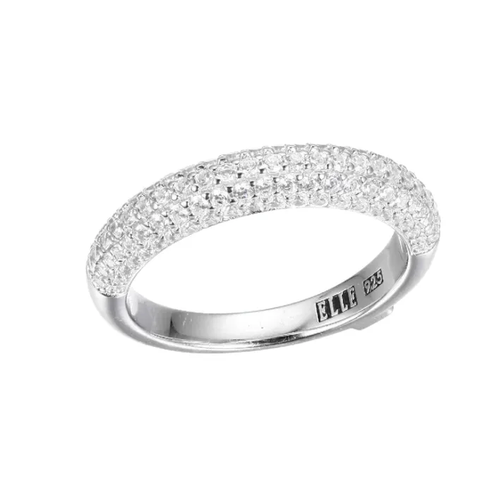 Rings ELLE ELLE Sterling Silver Stardust Rounded Pave CZ Ring