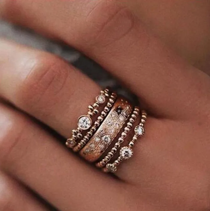 Rings Ellie Sage Golden Light Stackable Ring Set