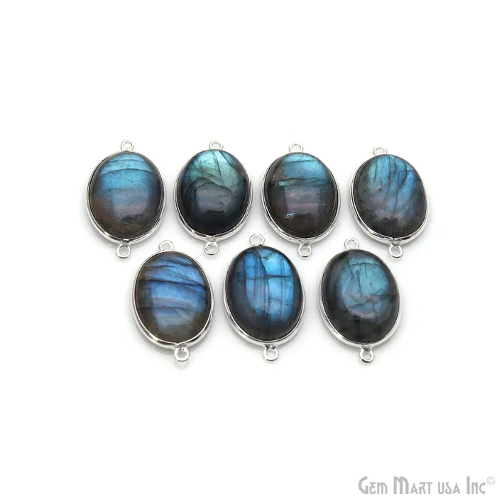 Rings Flashy Labradorite Cabochon 15x20mm Oval Double Bail Silver Plated Gemstone Connector GemMartUSA Rings Flashy Labradorite Cabochon 15x20mm Oval Double Bail Silver Plated Gemstone Connector GemMartUSA
