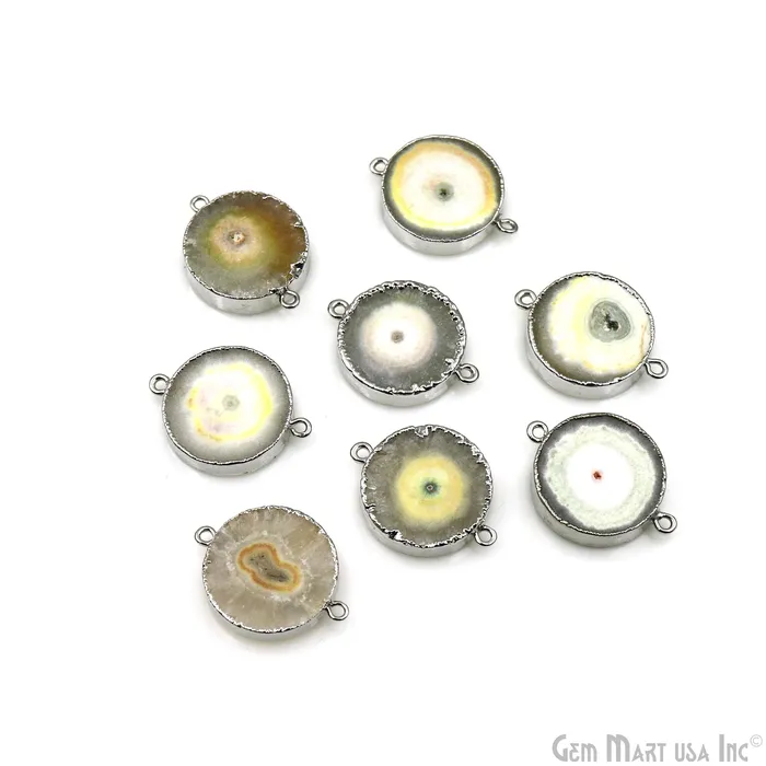 Rings GemMartUSA Agate Geode Druzy 27x20mm Double Bail Silver Electroplated Gemstone Connector