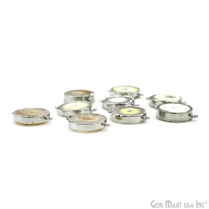 Rings GemMartUSA Agate Geode Druzy 27x20mm Double Bail Silver Electroplated Gemstone Connector