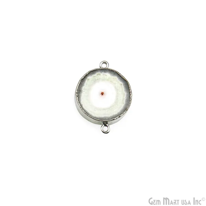 Rings GemMartUSA Agate Geode Druzy 27x20mm Double Bail Silver Electroplated Gemstone Connector