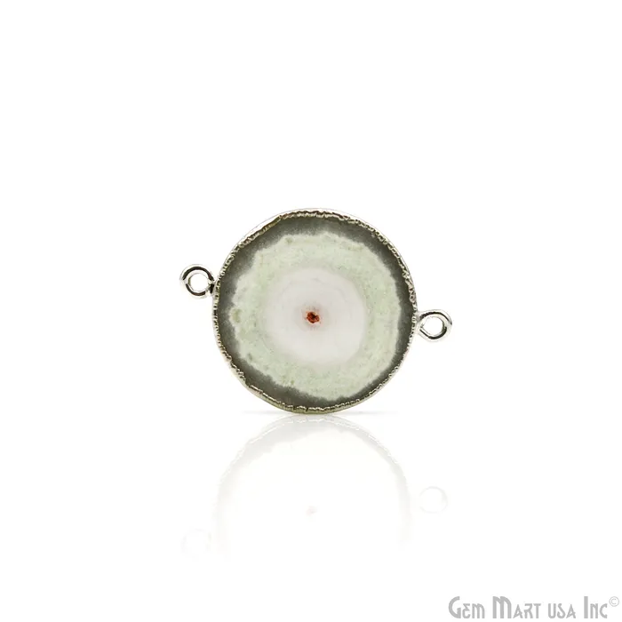Rings GemMartUSA Agate Geode Druzy 27x20mm Double Bail Silver Electroplated Gemstone Connector