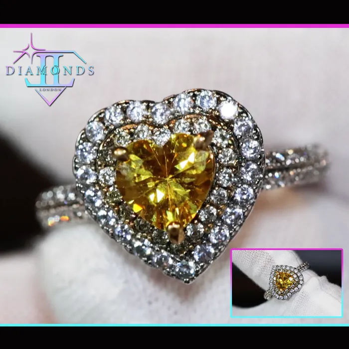Rings Heart Ring Heart Shaped Ring Heart Shape Ring Diamond Heart Ring Womens Yellow Diamond Ring Lab Diamonds London