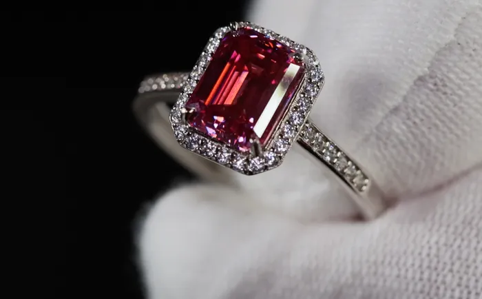Rings Lab Diamonds London Pink Moissanite Diamond Engagement Ring 20 CT Pink Diamond Ring