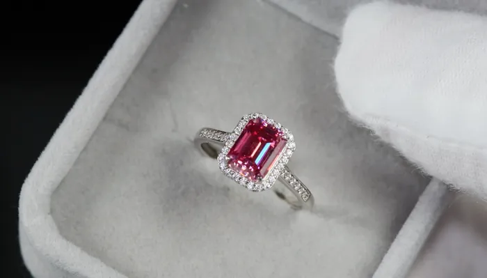 Rings Lab Diamonds London Pink Moissanite Diamond Engagement Ring 20 CT Pink Diamond Ring
