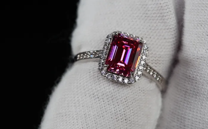 Rings Lab Diamonds London Pink Moissanite Diamond Engagement Ring 20 CT Pink Diamond Ring