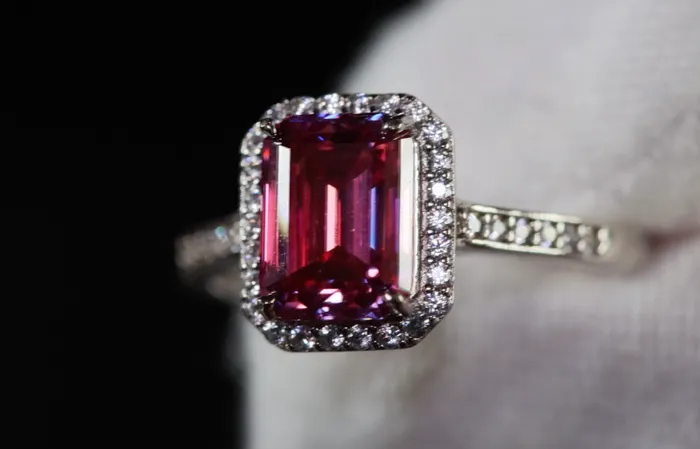 Rings Lab Diamonds London Pink Moissanite Diamond Engagement Ring 20 CT Pink Diamond Ring