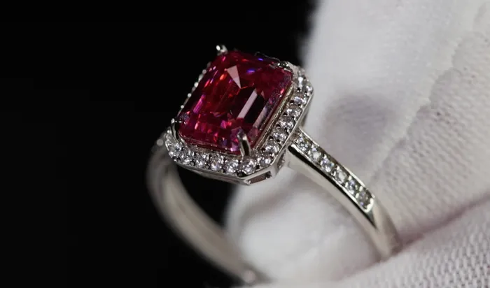 Rings Lab Diamonds London Pink Moissanite Diamond Engagement Ring 20 CT Pink Diamond Ring