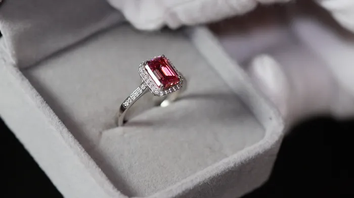 Rings Lab Diamonds London Pink Moissanite Diamond Engagement Ring 20 CT Pink Diamond Ring