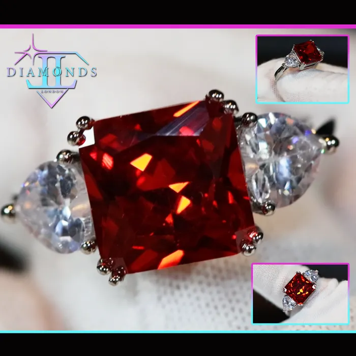 Rings Lab Diamonds London Three Stone Ring Red Diamond Ring Womens Engagement Ring