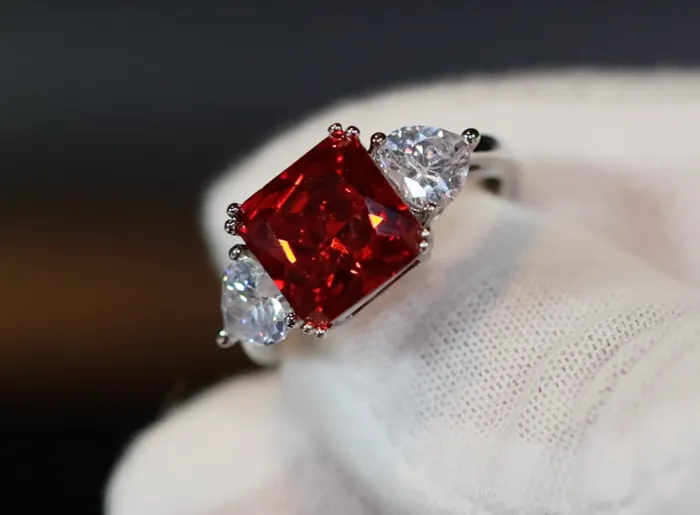 Rings Lab Diamonds London Three Stone Ring Red Diamond Ring Womens Engagement Ring