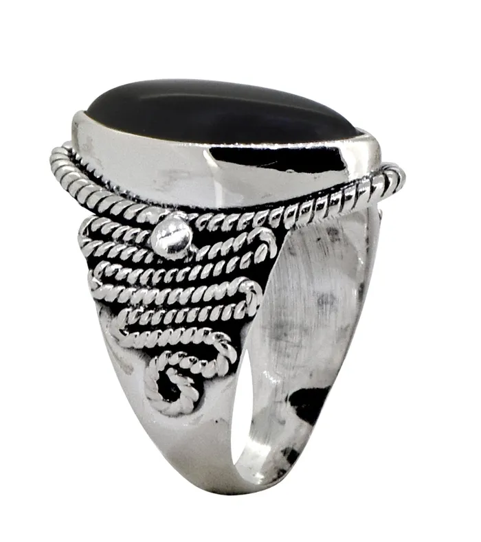 Rings YoTreasure Black Onyx 925 Sterling Silver Ring
