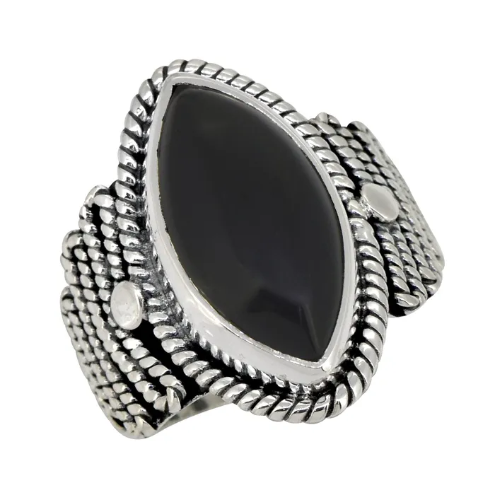 Rings YoTreasure Black Onyx 925 Sterling Silver Ring