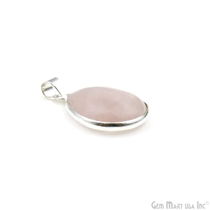 Rose Quartz Gemstone Pears 31x20mm Sterling Silver Necklace Pendant 1PC GemMartUSA Necklaces