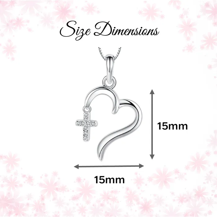 SALE Sterling Silver Childrens Heart Necklace with CZ Cross Cherished Moments Necklaces