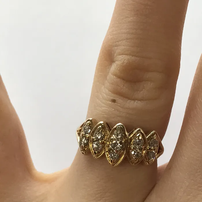 STA C Ladies 11 RBC Marquise Cut Diamond Anniversary Wedding Band in 14K Yellow Gold Preowned item 191641 Rings