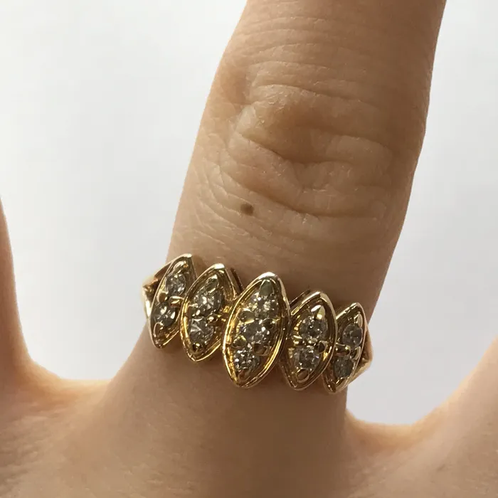 STA C Ladies 11 RBC Marquise Cut Diamond Anniversary Wedding Band in 14K Yellow Gold Preowned item 191641 Rings