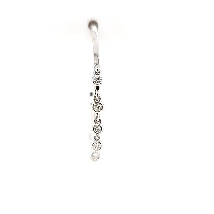 White Gold Bezel Diamond Dangle Hoop Earrings I6553 KC Designs Earrings